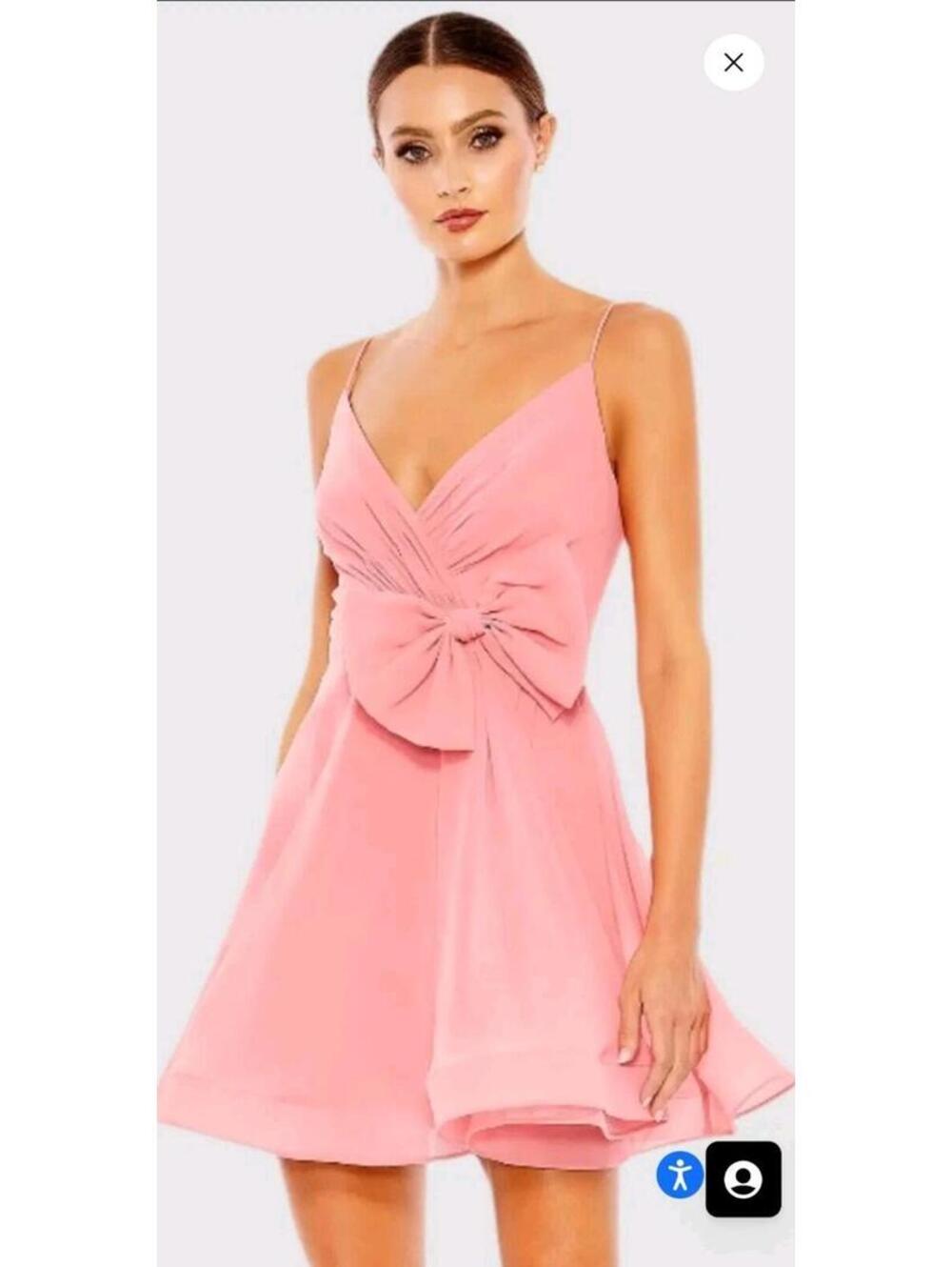 NWT Mac Duggal Pink Mini Bow Flowy Dress Size 10